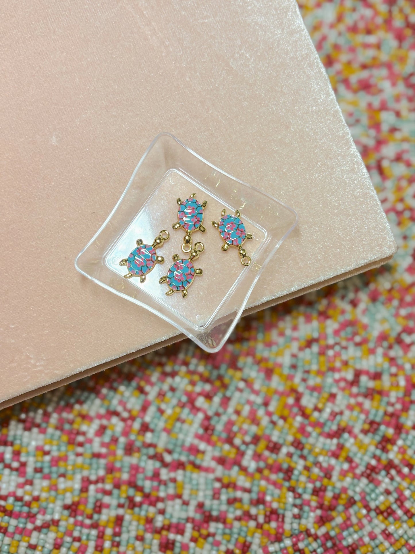 Colorful Turtle Charm Blue/Pink