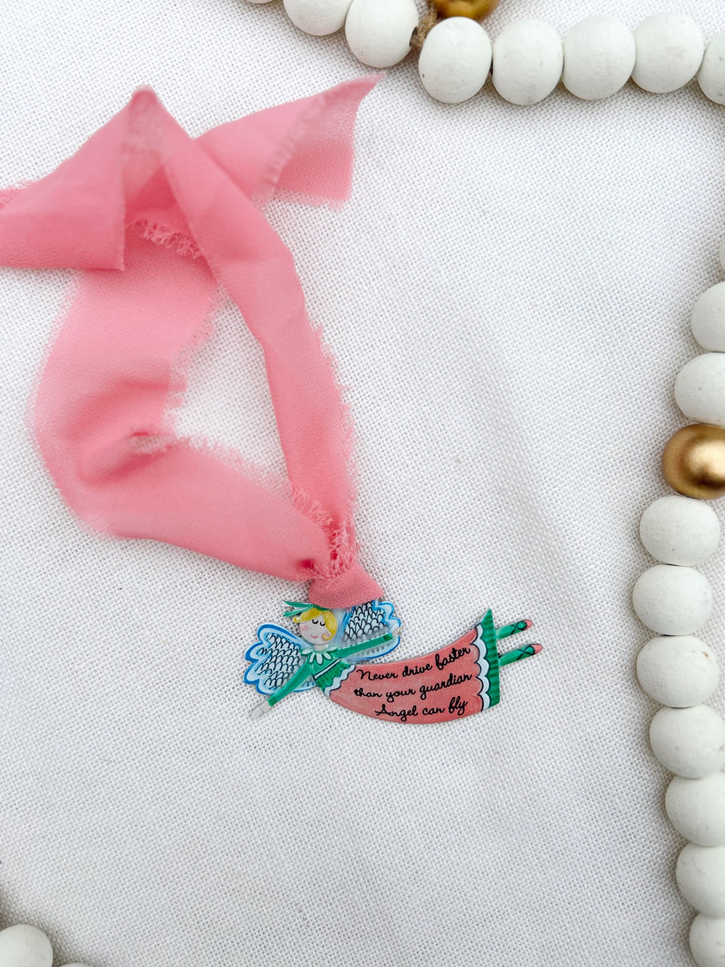Don’t Drive Faster Than Your Angels Can Fly Rearview Mirror Decoration Angel image 1