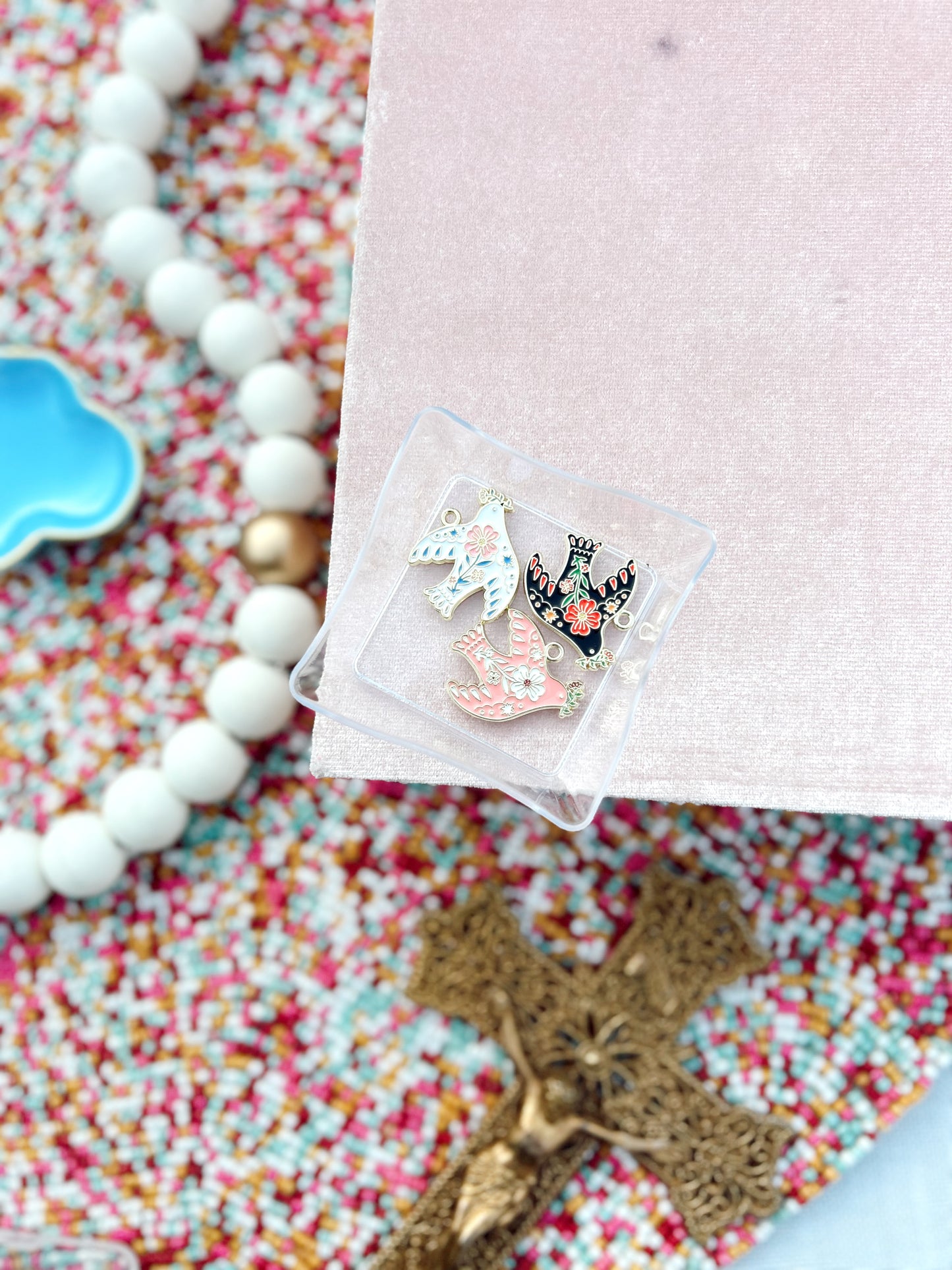 Floral Enamel Bird Charm image 0