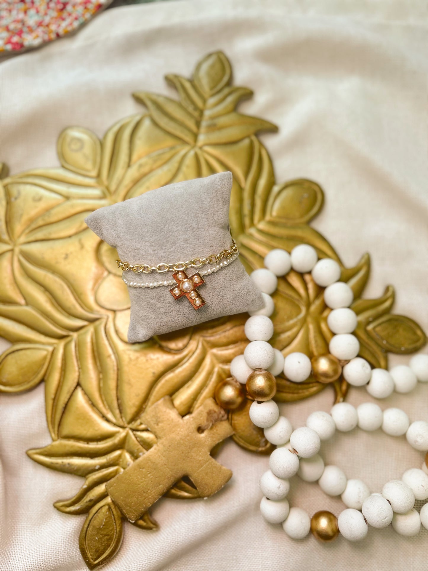 Cross & Pearls Charm Bracelet Stack image 2