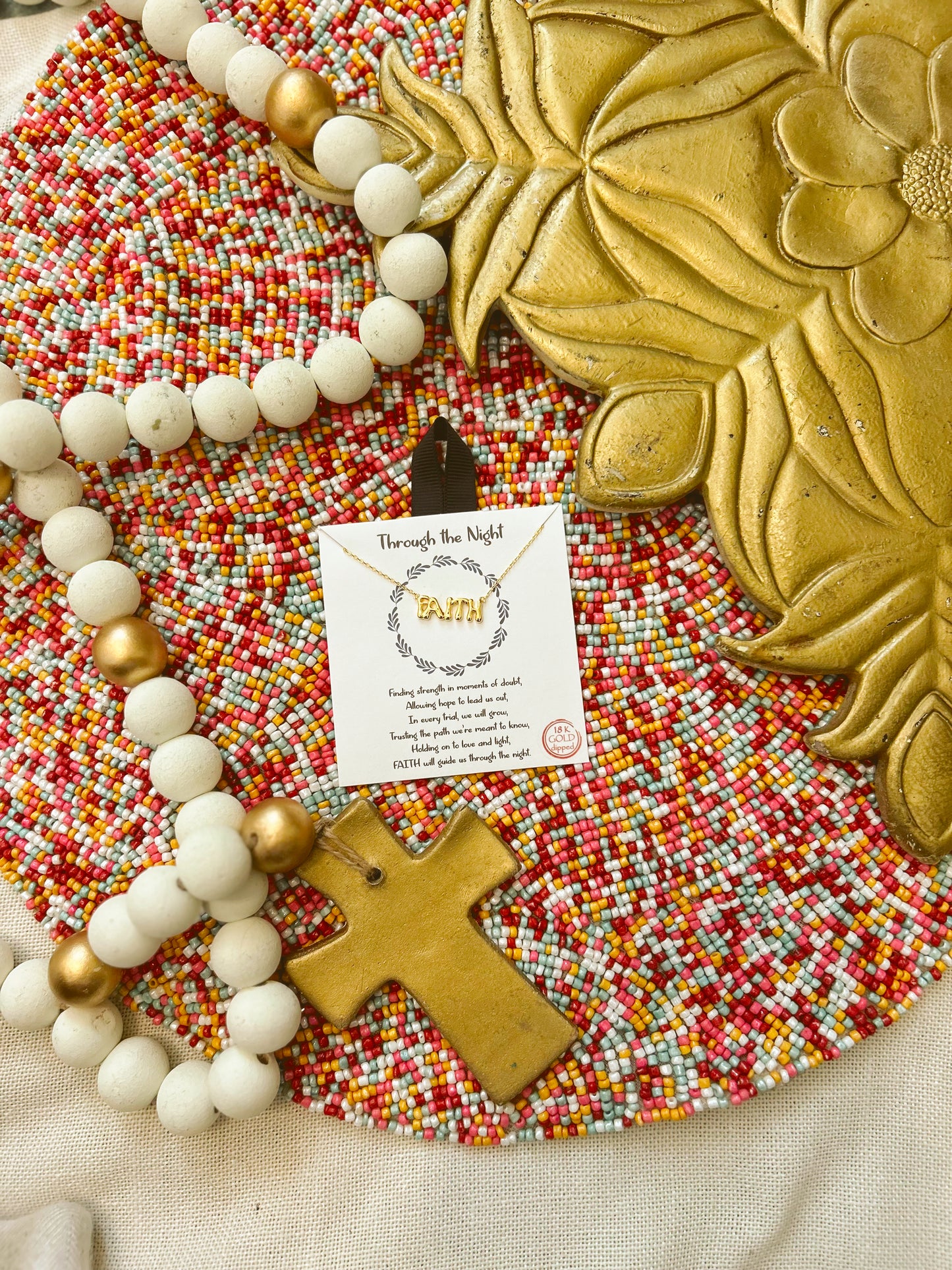 Through the Night Faith Gold Bubble Letter Necklace image 1