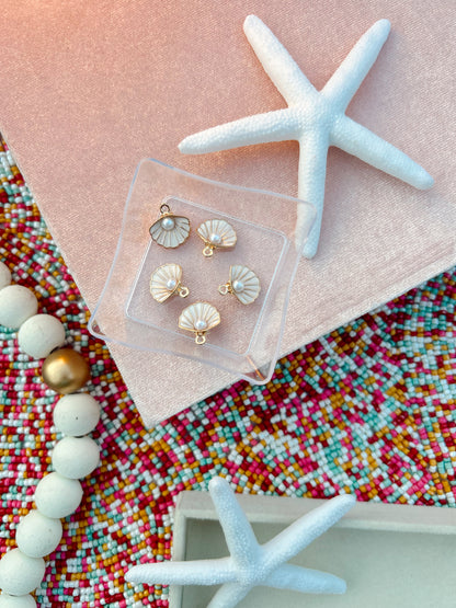 Enamel Pearl Seashell Charm image 0
