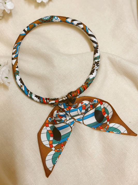Brown/Blue/Black When in Paris Magnetic Scarf Necklace