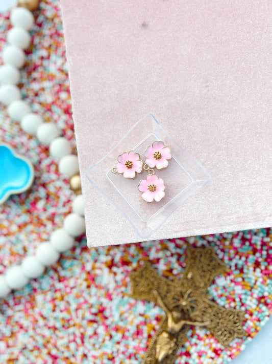 Pink Enamel Flower Charm image 0