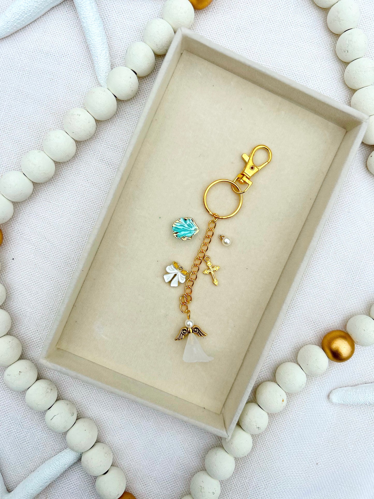 Guardian Angel  Charm Keychain Light Blue image 0