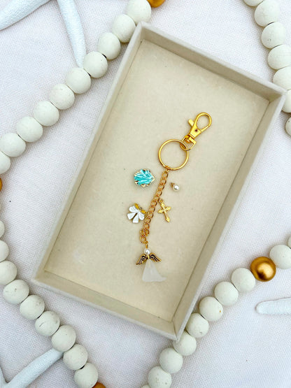 Guardian Angel  Charm Keychain Light Blue image 0