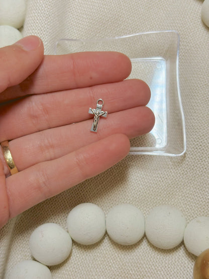 Itty Bitty Catholic Crucifix/Cross Charm Silver