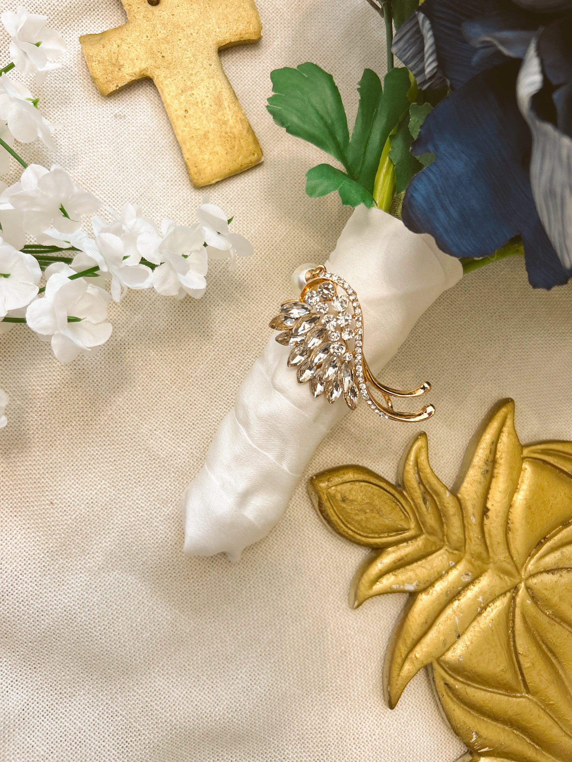 Gold Angel Wing Wedding Brooch image 2