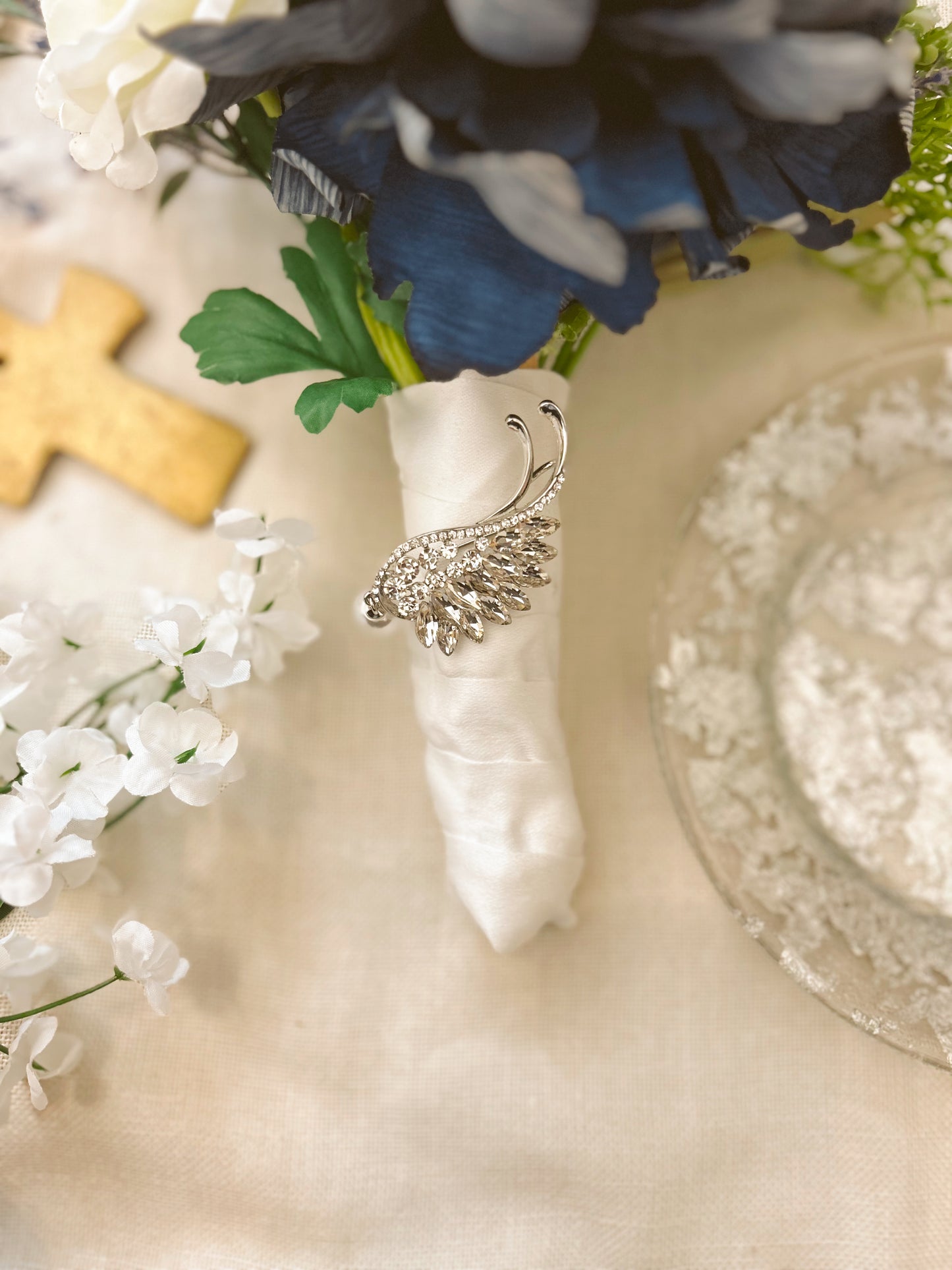 Silver Angel Wing Wedding Brooch image 1