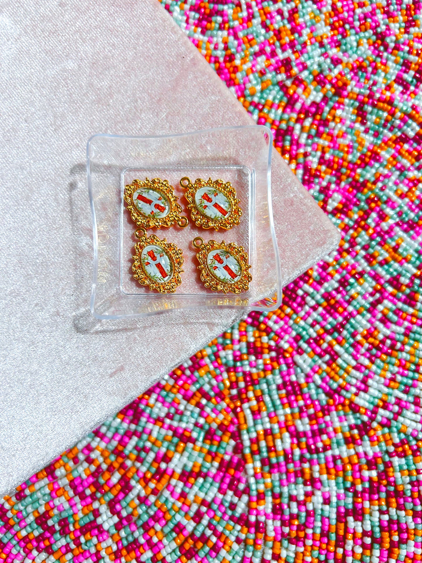 Cross/Blue Ribbon Golden Charm image 0