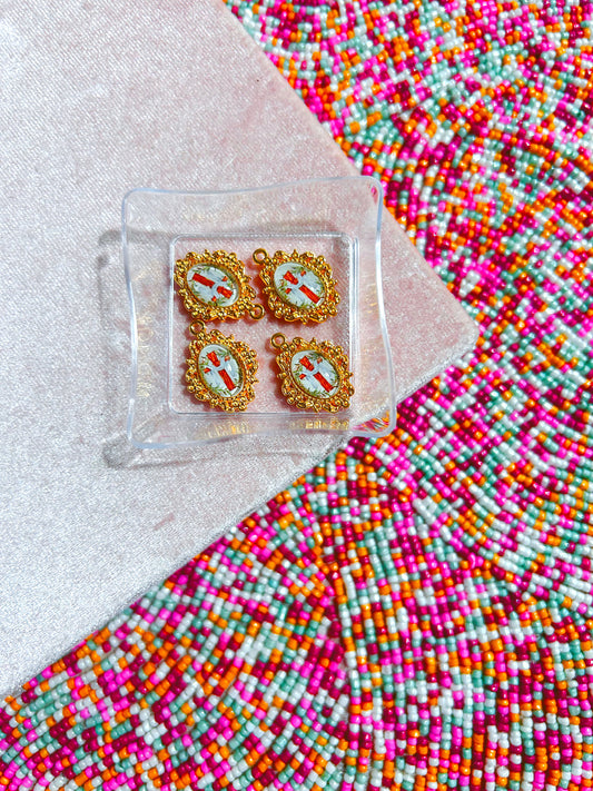 Cross/Blue Ribbon Golden Charm image 0