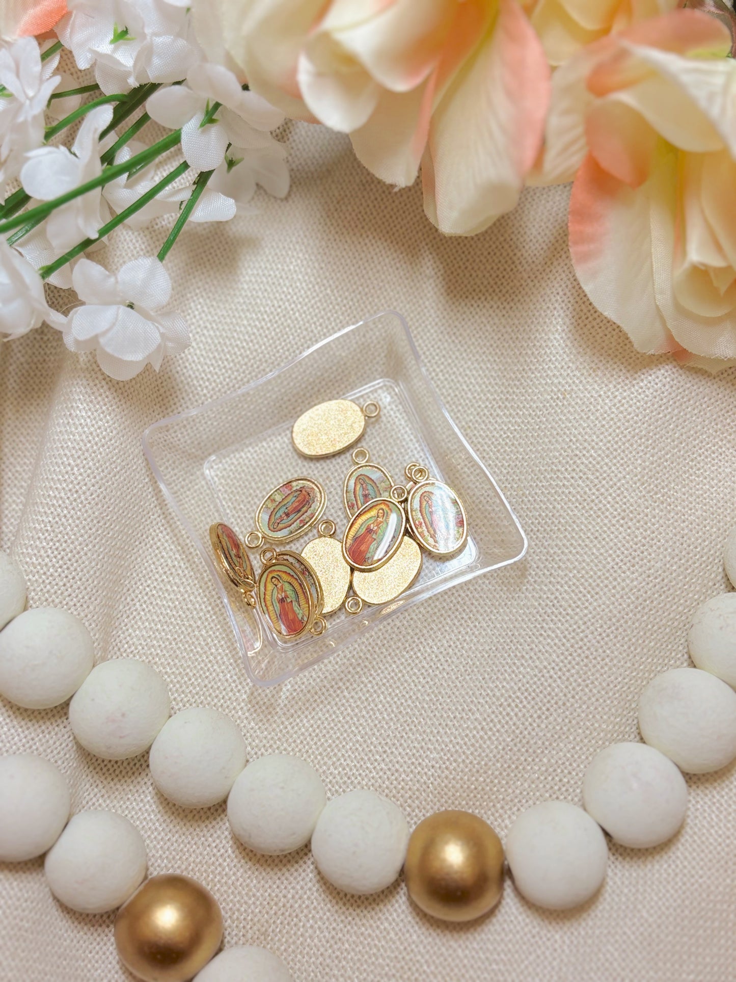 Mary of Guadalupe Colorful Gold Charm