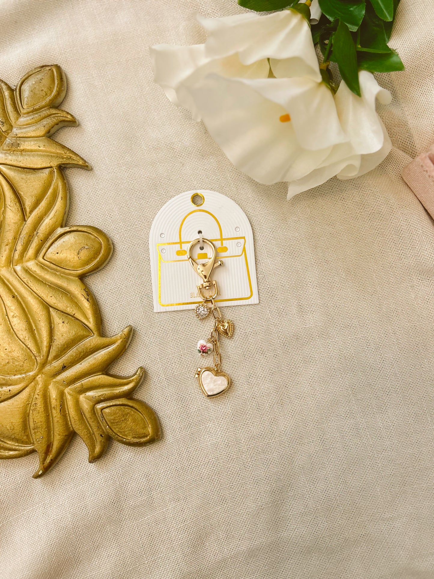 Coquette Heart Charms Locket Keychain image 2
