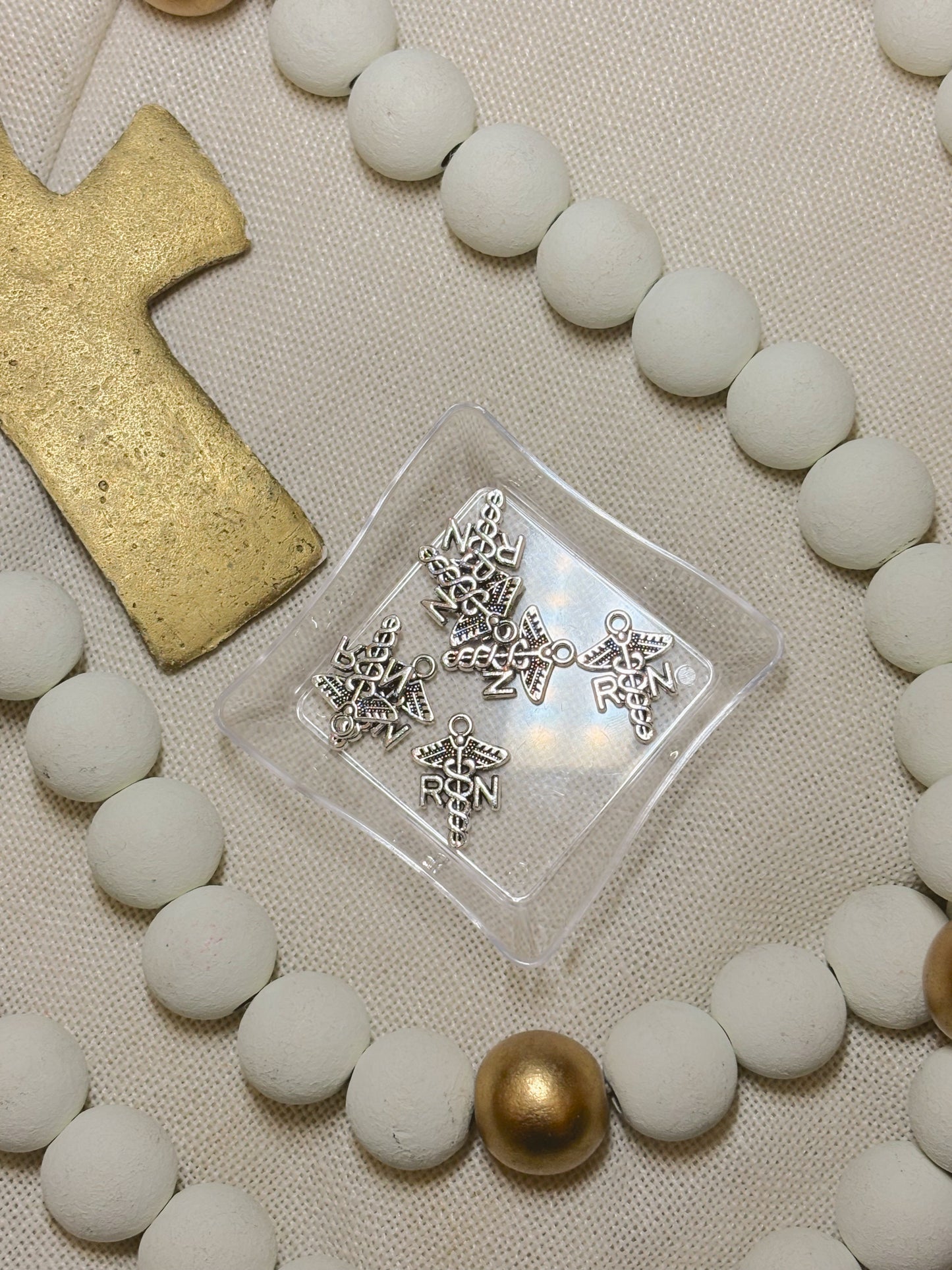 Silver Nurse RN Symbol Charm