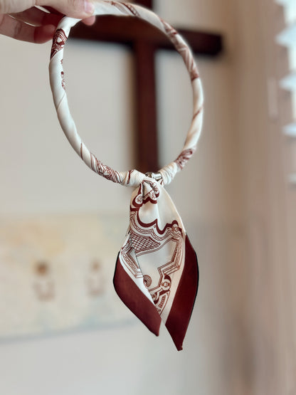 Cream/Brown Evergreen Magnetic Scarf Necklace