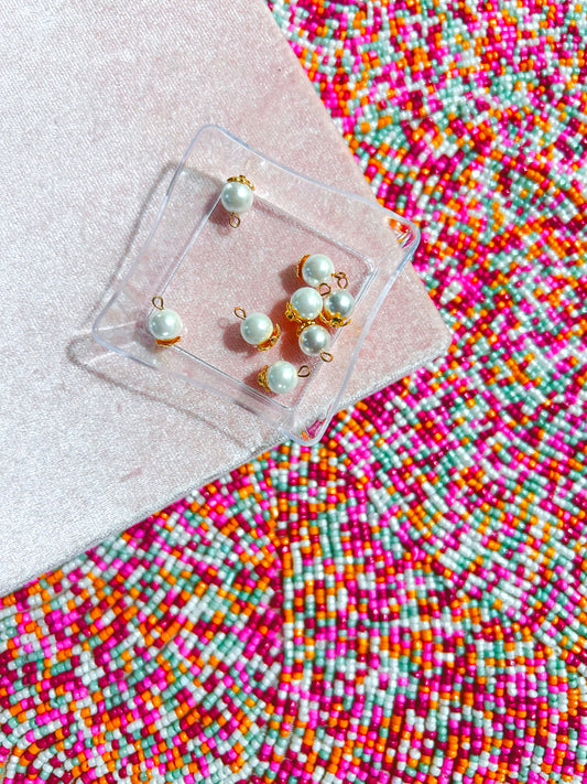 White Beaded Pearl w/ Gold Charm image 0