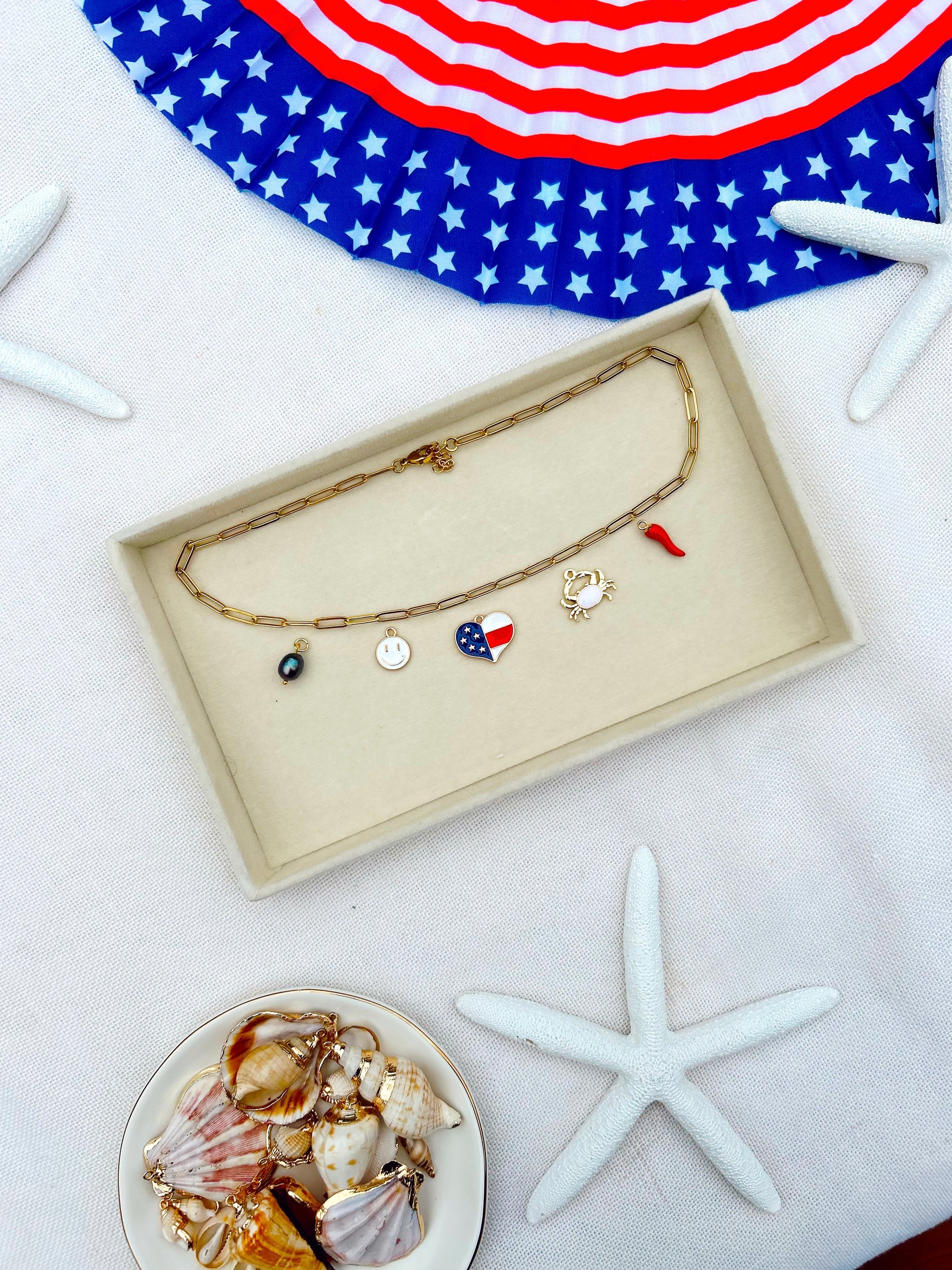 American Beach Life 4th of July Charm Necklace image 1