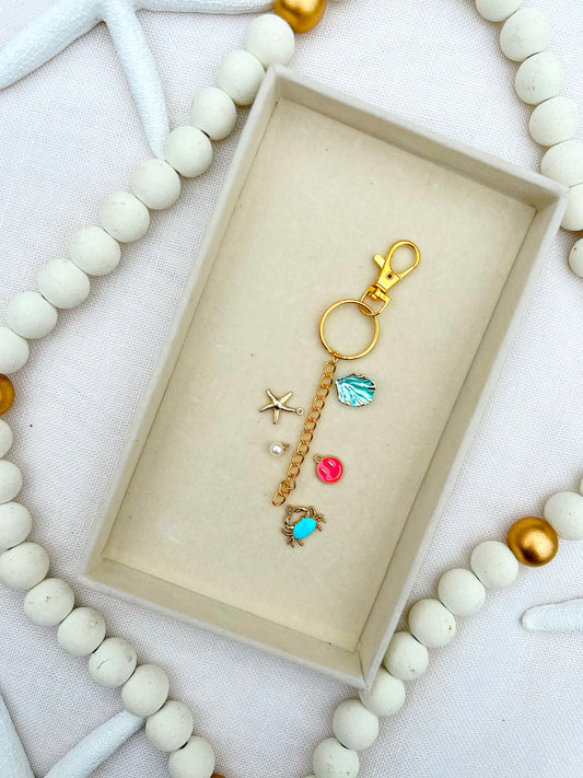 Summertime Fun Charm Keychain Light Blue and Pink image 0