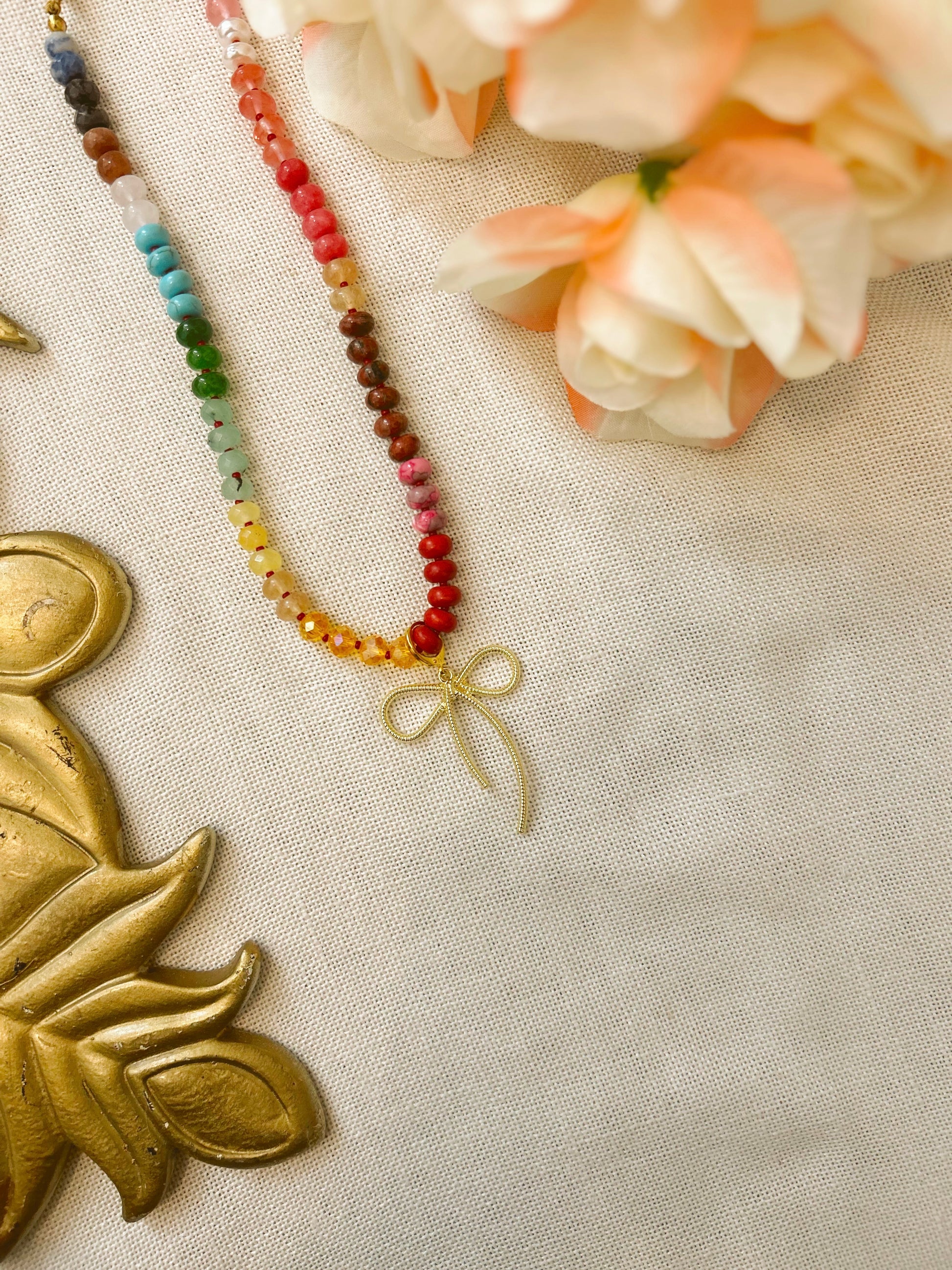 Candy Gemstone Beaded Necklace with Large Bow image 8