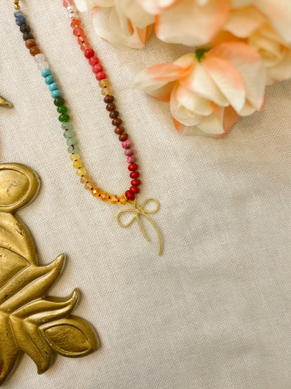 Candy Gemstone Beaded Necklace with Large Bow image 8