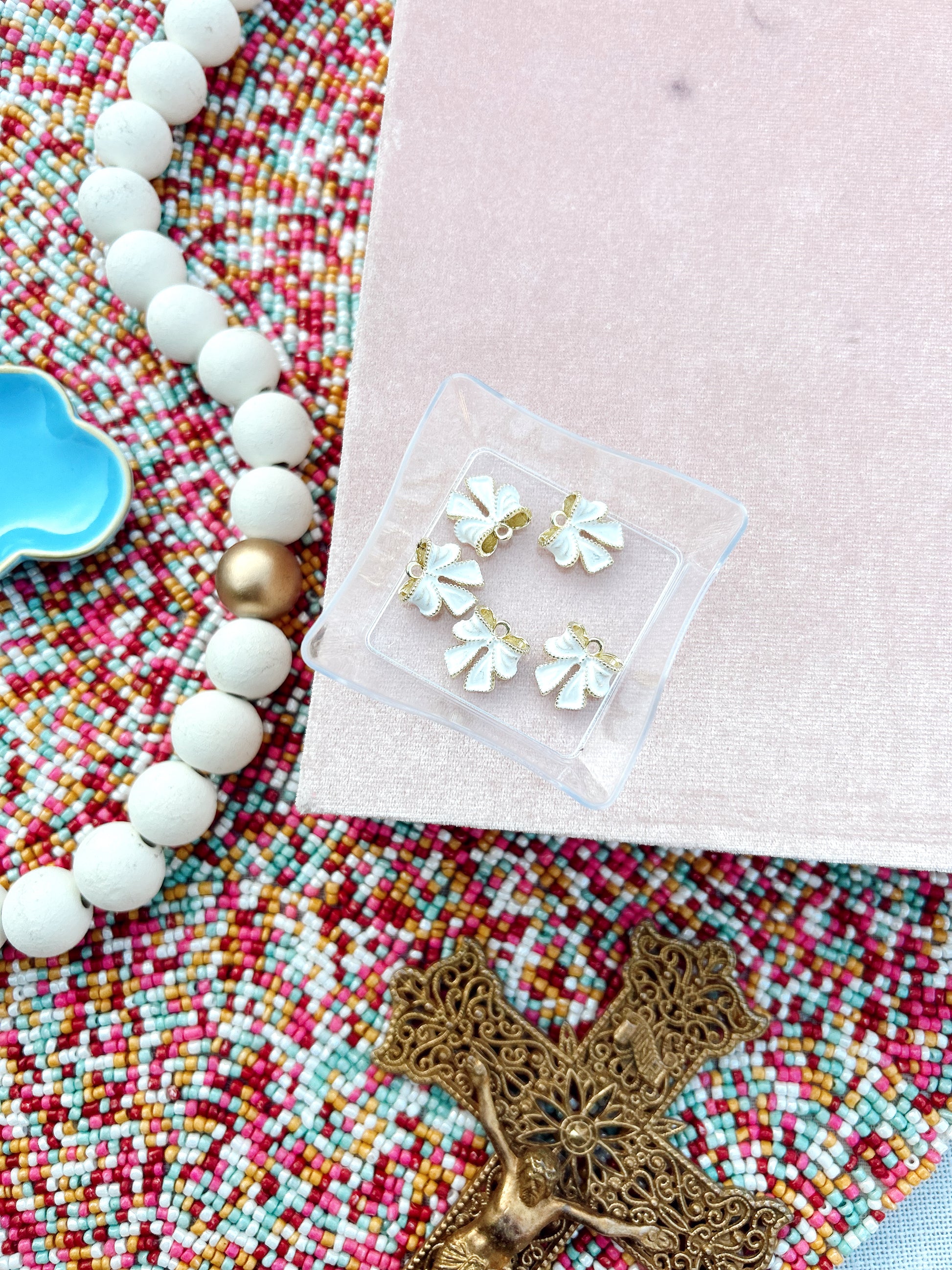 White Enamel Bow Charm image 0