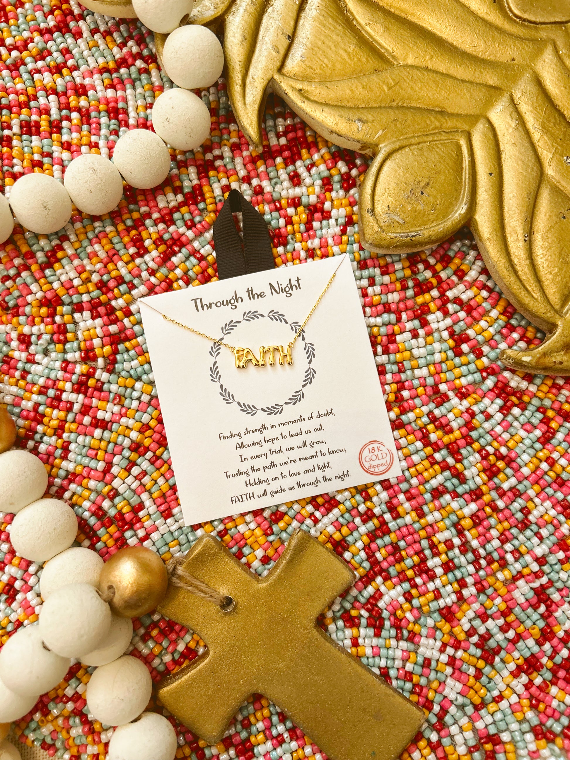 Through the Night Faith Gold Bubble Letter Necklace image 0