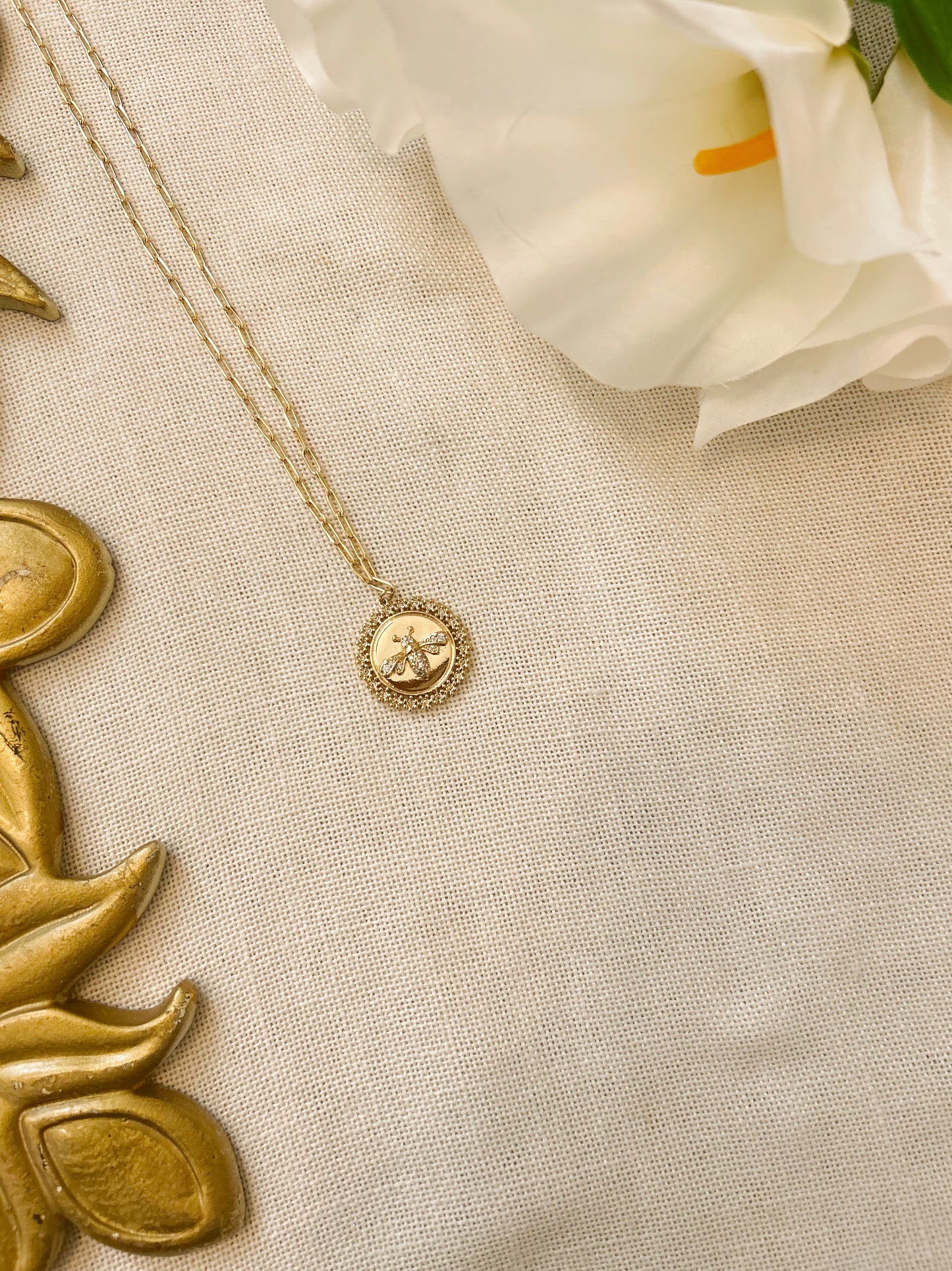 Big Honey Bee Gold Chain Necklace image 1