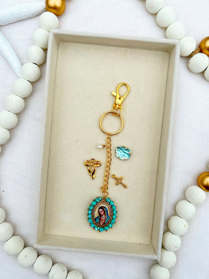 Mary Charm Keychain Light Blue image 1