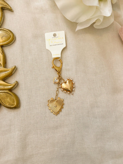 Gold Heart Charms Locket Keychain image 1