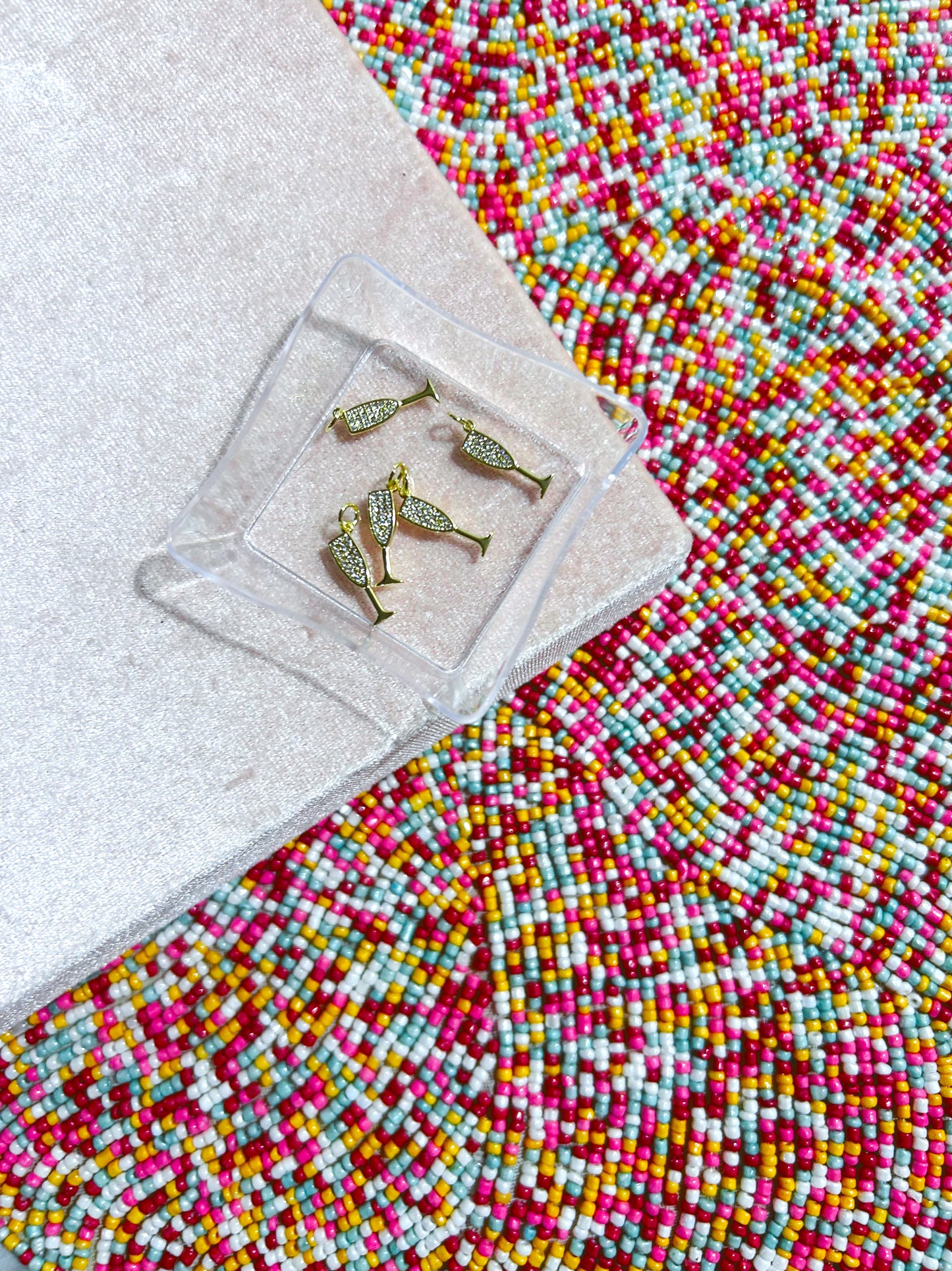Rhinestone/Gold Champagne Glass Charm image 0