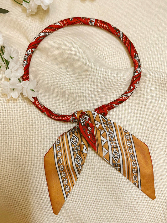 Deep Red Go Down Town Magnetic Scarf Necklace
