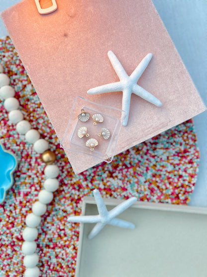 Enamel Pearl Seashell Charm image 1