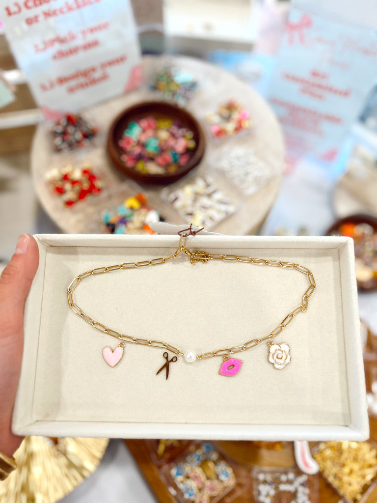 Pearl Paperclip Chain Necklace (4 Charms) image 4