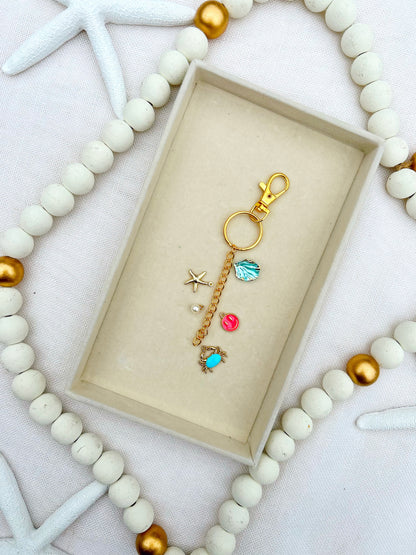Summertime Fun Charm Keychain Light Blue and Pink image 2
