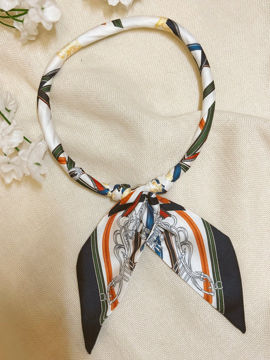 Navy/Orange Never Out of Style Magnetic Scarf Necklace
