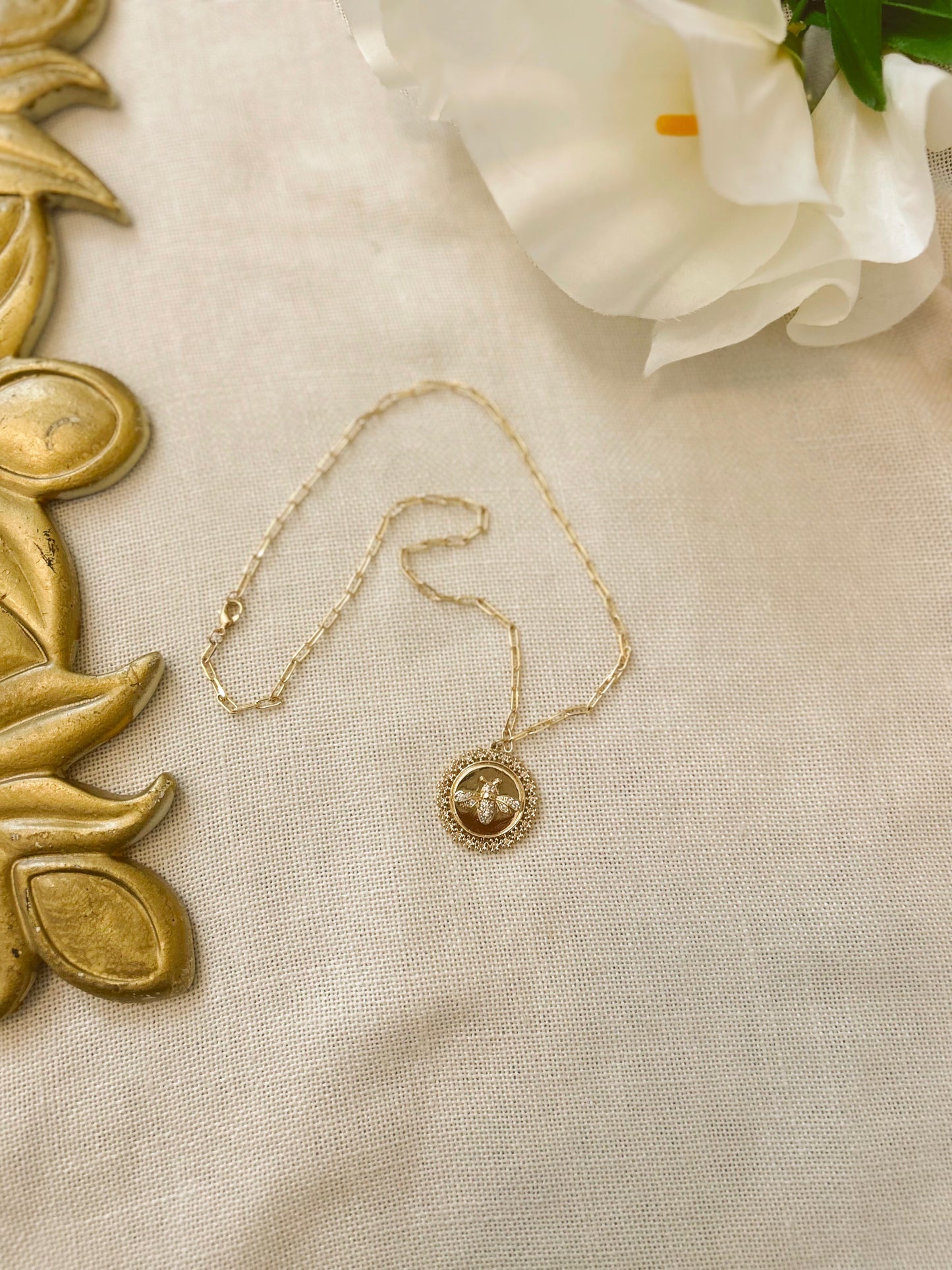 Big Honey Bee Gold Chain Necklace image 2