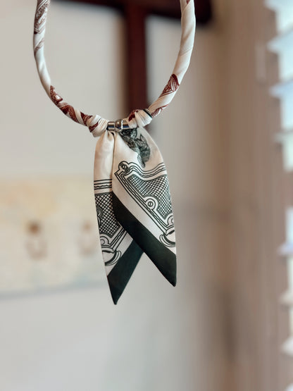 Cream/Brown Evergreen Magnetic Scarf Necklace