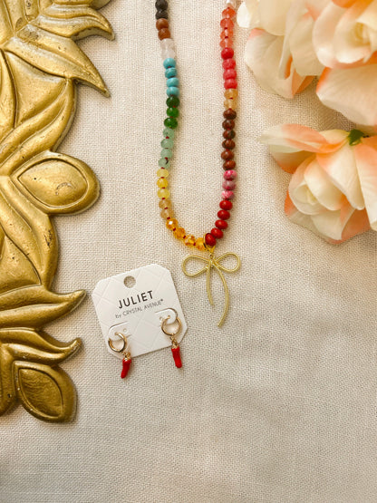 Candy Gemstone Beaded Necklace with Large Bow image 2
