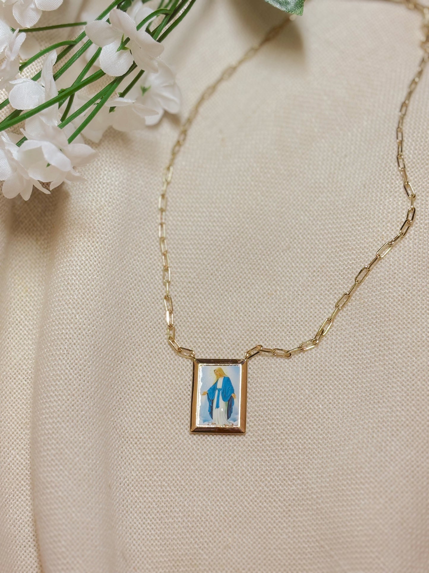 Blessed Virgin Mary Gold Chain Necklace