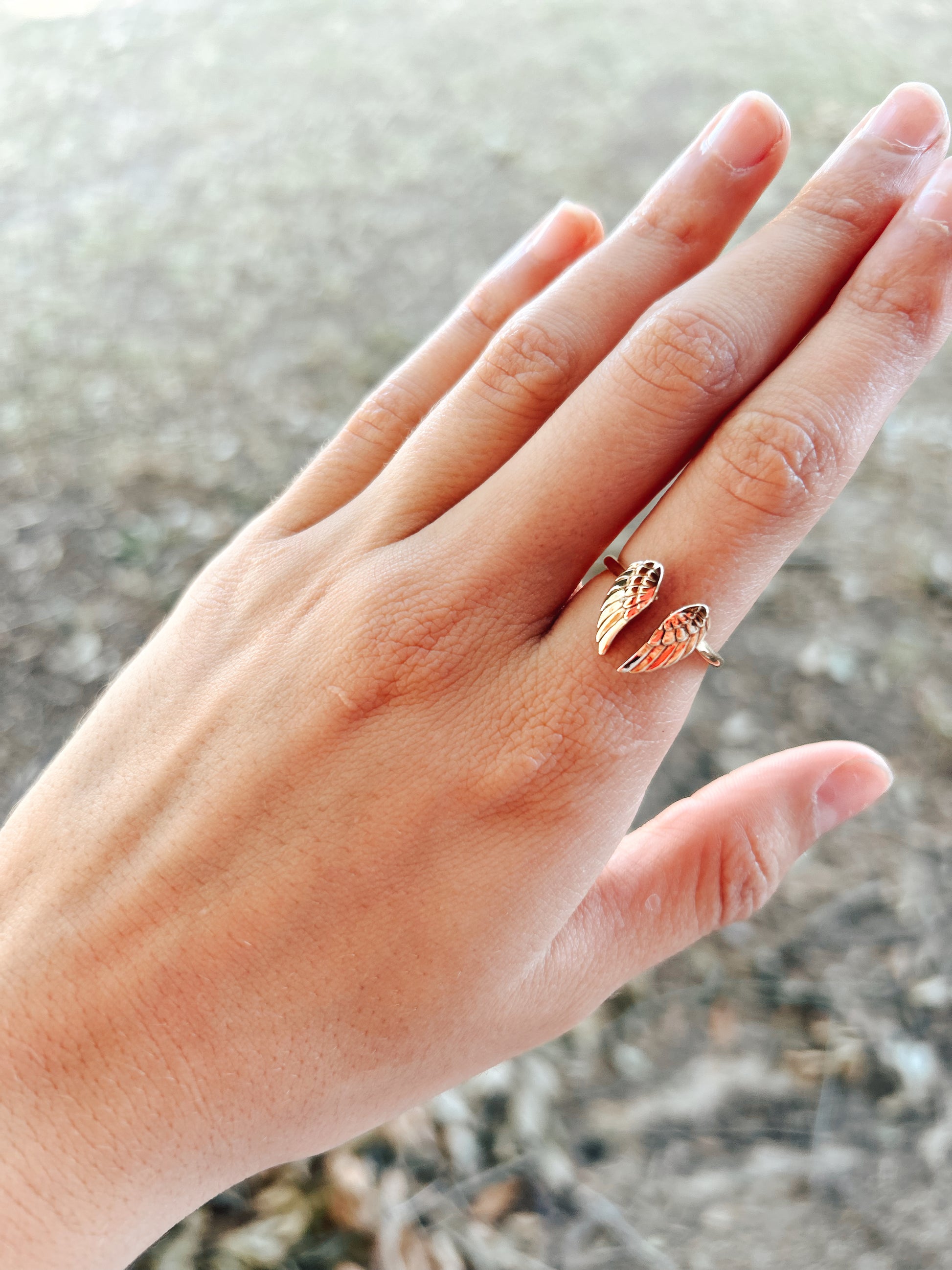 You're There Too Gold Angel Wings Ring image 0