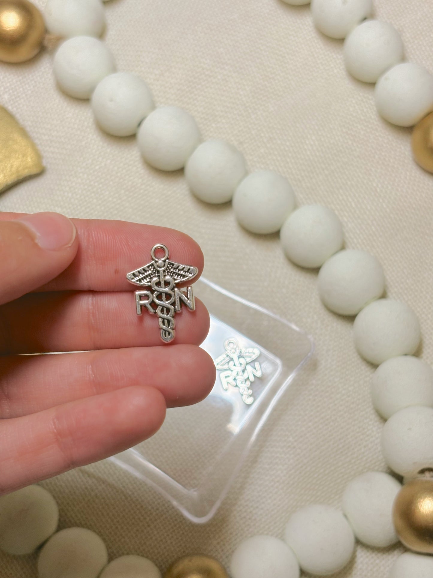 Silver Nurse RN Symbol Charm
