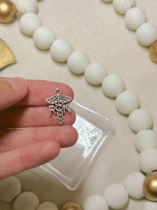 Silver Nurse RN Symbol Charm