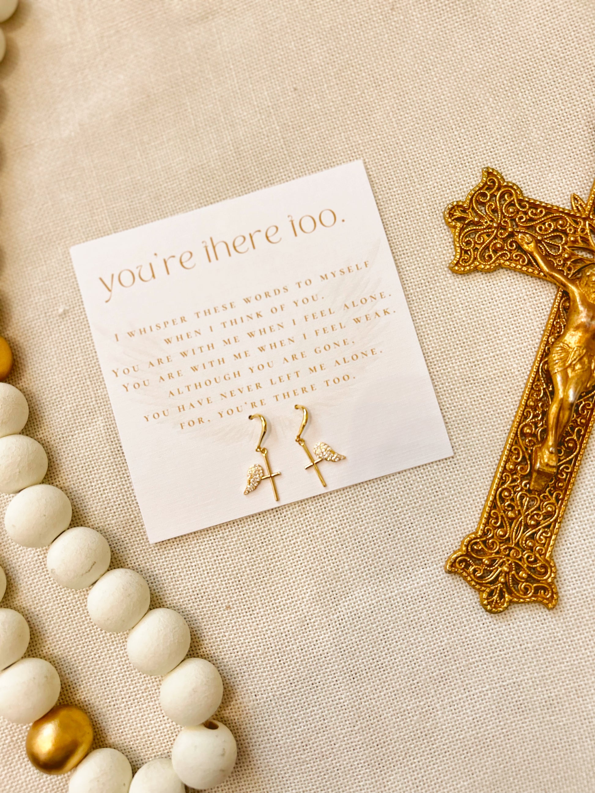 You're There Too Cross/Angel Wing Earrings image 1
