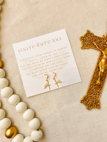 You're There Too Cross/Angel Wing Earrings image 1