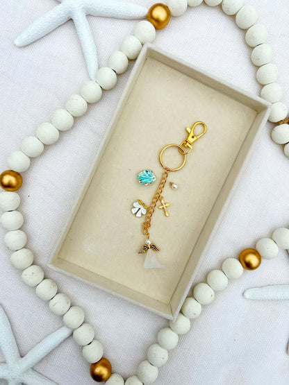 Guardian Angel  Charm Keychain Light Blue image 1
