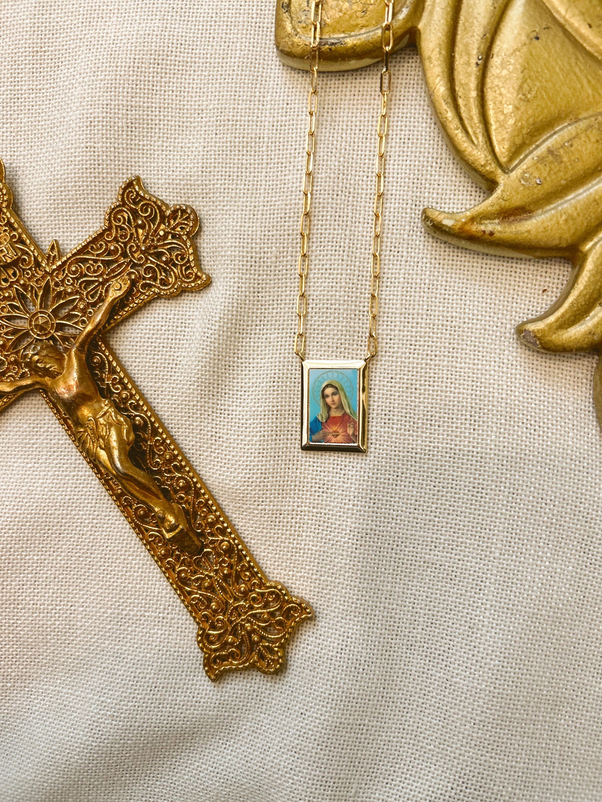 Immaculate Heart of Mary Gold Chain Necklace image 0