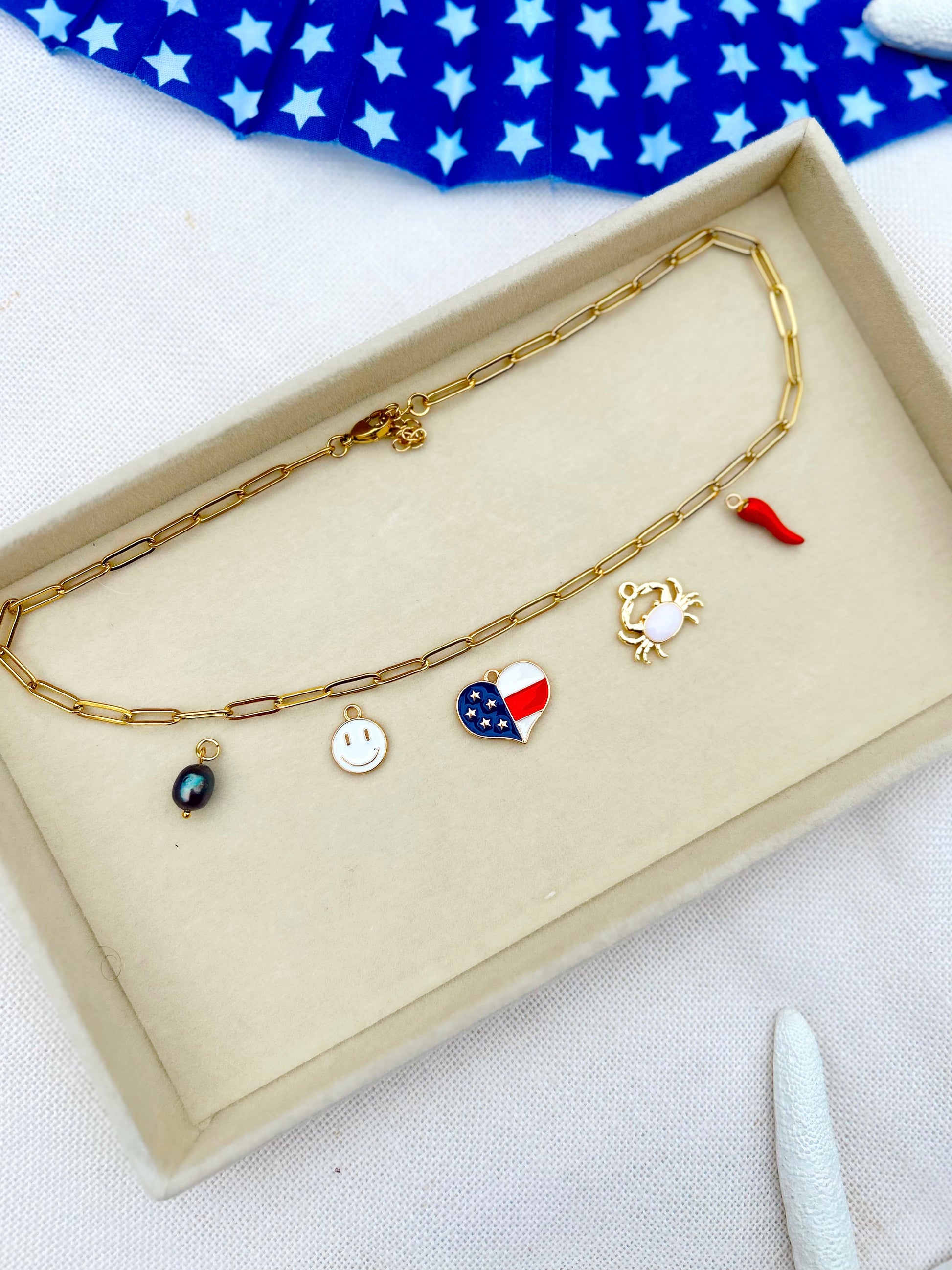 American Beach Life 4th of July Charm Necklace image 0