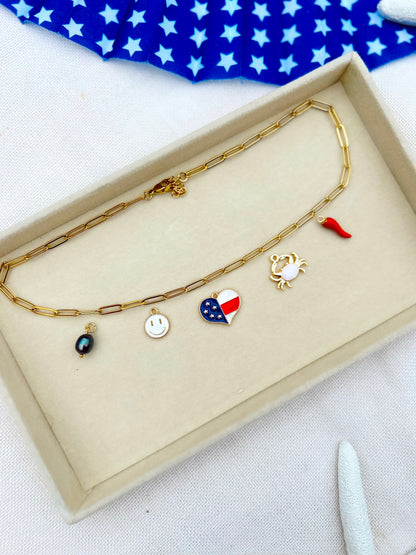 American Beach Life 4th of July Charm Necklace image 0