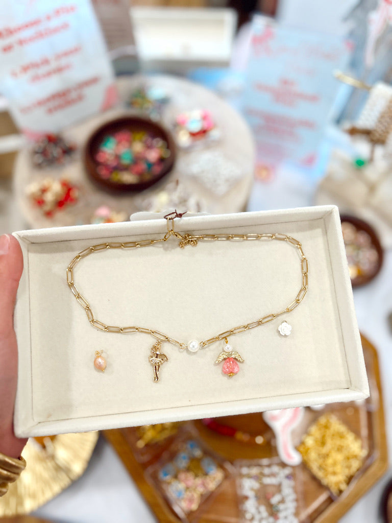 Pearl Paperclip Chain Necklace (4 Charms) image 1