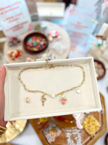 Pearl Paperclip Chain Necklace (4 Charms) image 1